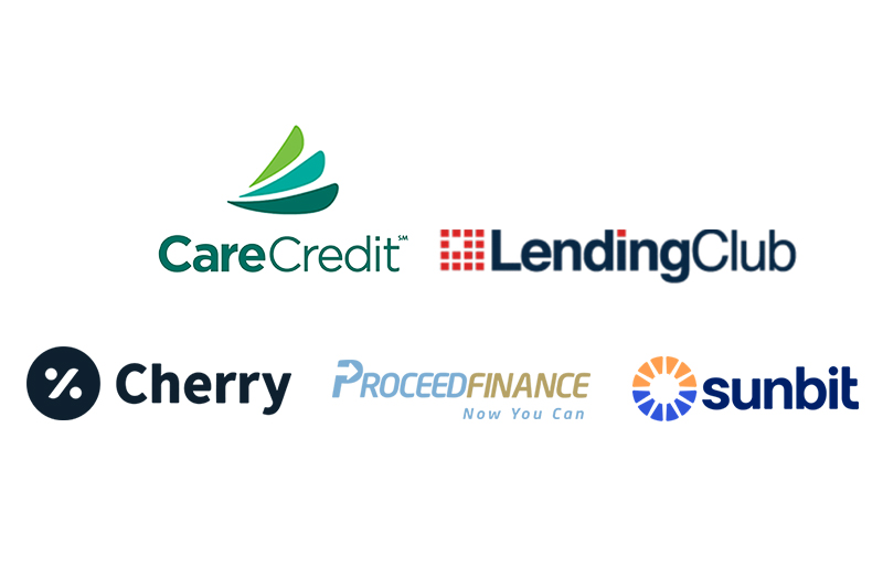 We finance through CareCredit, Lending Club, Proceed, Cherry Financing and Sunbit